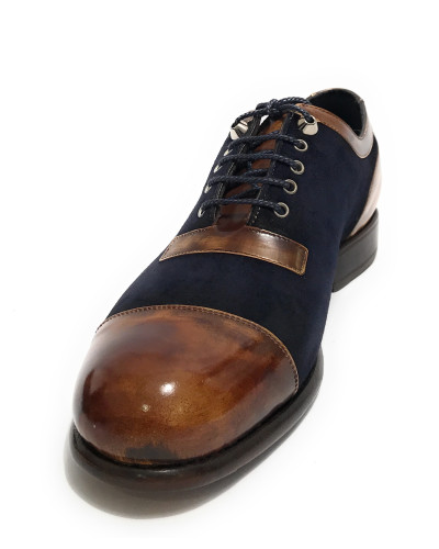 Scarpe uomo Harris fondo calcetto in pelle velour dark blu/ shade line  U17HA173
