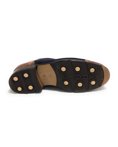 Scarpe uomo Harris fondo calcetto in pelle velour dark blu/ shade line  U17HA173