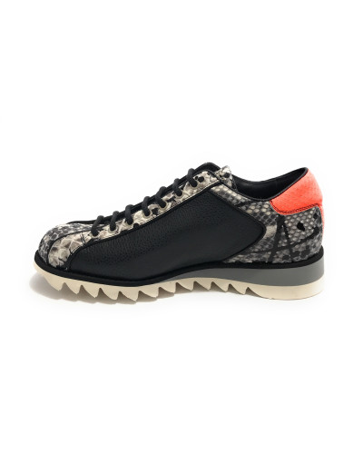 Scarpe Uomo Harris Sneaker Pelle stampa fish nero/ roccia/ splash arancione U17HA187