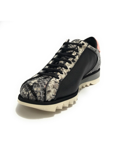 Scarpe Uomo Harris Sneaker Pelle stampa fish nero/ roccia/ splash arancione U17HA187