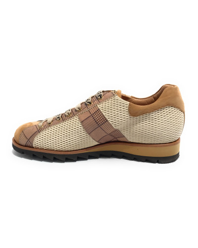 Scarpe uomo Harris sneaker pelle velour marrone/ tweed beige/ jingo panna U17HA192 FDM/22