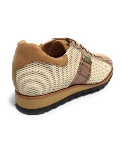 Scarpe uomo Harris sneaker pelle velour marrone/ tweed beige/ jingo panna U17HA192 FDM/22