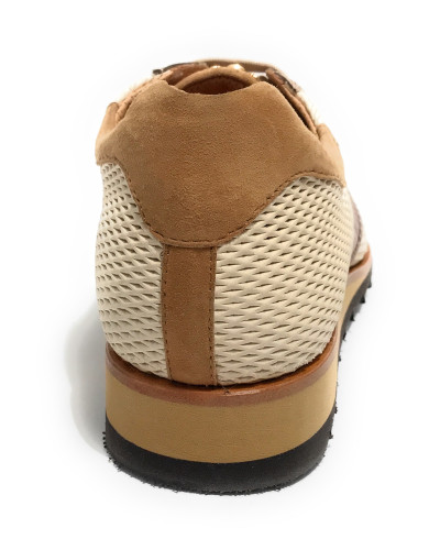 Scarpe uomo Harris sneaker pelle velour marrone/ tweed beige/ jingo panna U17HA192 FDM/22