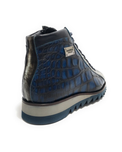 Scarpe uomo Harris polacchino pelle stampa cocco shade blue/ kubric nero U17HA189