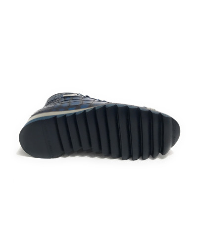 Scarpe uomo Harris polacchino pelle stampa cocco shade blue/ kubric nero U17HA189