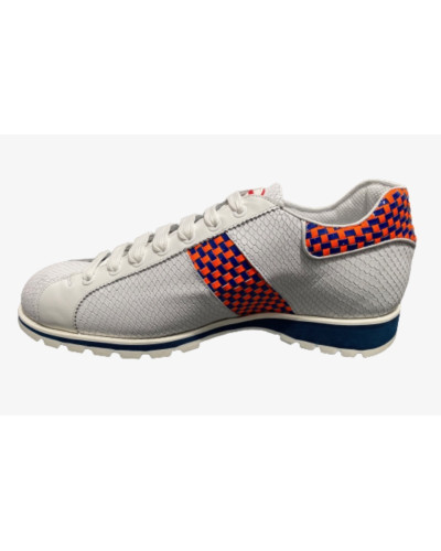 Scarpe uomo Harris sneaker pelle pregiata bianco/ arancio fluo/ blu U17HA157