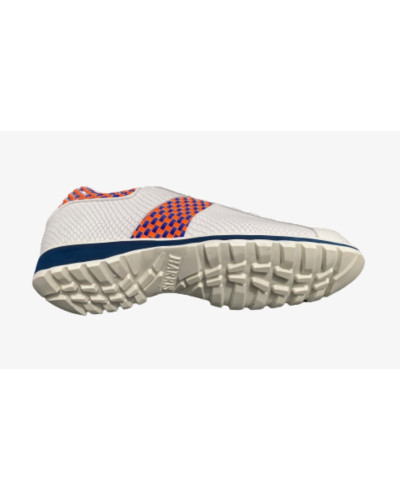 Scarpe uomo Harris sneaker pelle pregiata bianco/ arancio fluo/ blu U17HA157