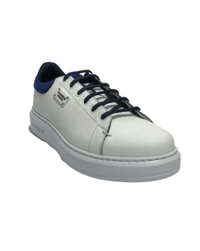 Scarpe uomo Harris Sport sneakers in pelle bianco/ blu fluo U17HA195
