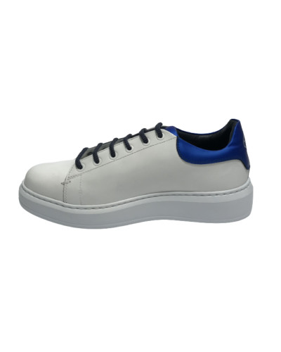 Scarpe uomo Harris Sport sneakers in pelle bianco/ blu fluo U17HA195