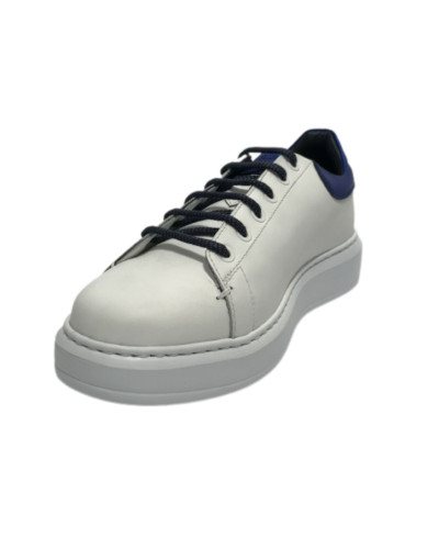 Scarpe uomo Harris Sport sneakers in pelle bianco/ blu fluo U17HA195