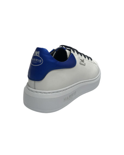 Scarpe uomo Harris Sport sneakers in pelle bianco/ blu fluo U17HA195