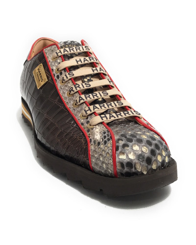 Scarpe uomo Harris sneaker pelle roccia opaco/ cocco shade marrone/ crystal green U17HA213 2817