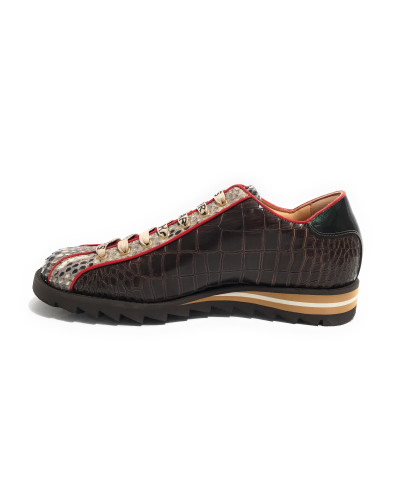 Scarpe uomo Harris sneaker pelle roccia opaco/ cocco shade marrone/ crystal green U17HA213 2817