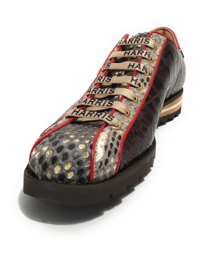 Scarpe uomo Harris sneaker pelle roccia opaco/ cocco shade marrone/ crystal green U17HA213 2817