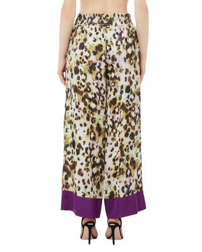 Pantalone donna Liu Jo in raso stampato animalier vert ES25LJ45 VA5143 TS806 M9146