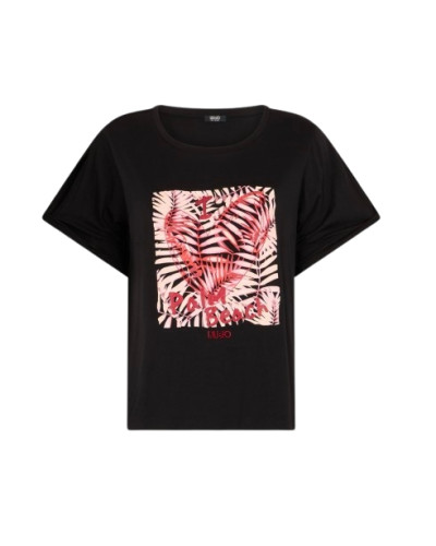 T-shirt donna Liu Jo nero/palm ES25LJ54 VA5155 JS360 M9201