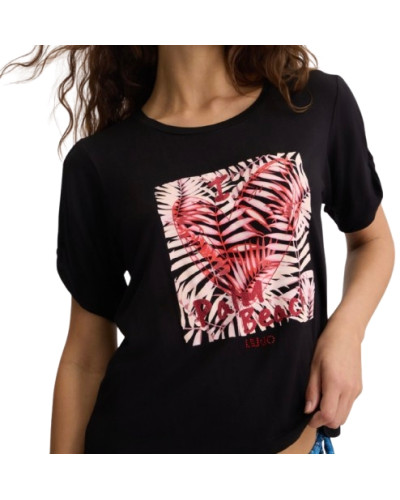 T-shirt donna Liu Jo nero/palm ES25LJ54 VA5155 JS360 M9201