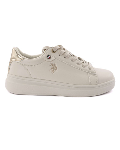 Sneaker U.S. POLO donna Cody011 in ecopelle beige/ gold DS25UP11