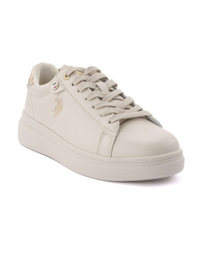Sneaker U.S. POLO donna Cody011 in ecopelle beige/ gold DS25UP11