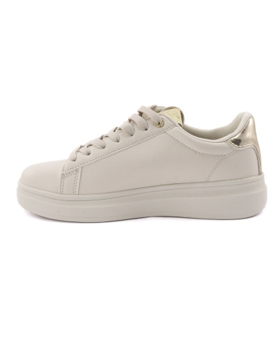 Sneaker U.S. POLO donna Cody011 in ecopelle beige/ gold DS25UP11