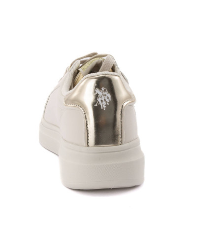 Sneaker U.S. POLO donna Cody011 in ecopelle beige/ gold DS25UP11