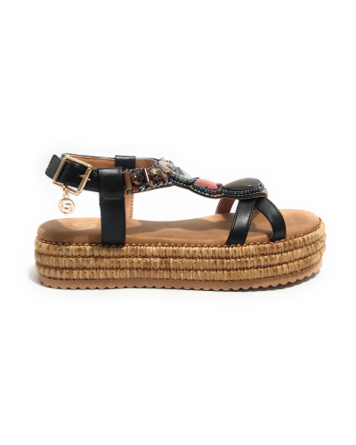 Scarpe donna sandalo Gold&gold ecopelle nero DS25GG59 GC760