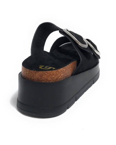 Sandalo donna Gold&gold  slipper con zeppa nero DS25GG67 GW412