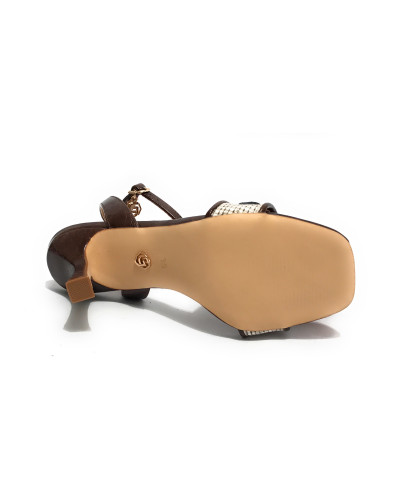 Scarpe donna sandalo Gold&gold ecopelle caffè DS25GG65 GU297