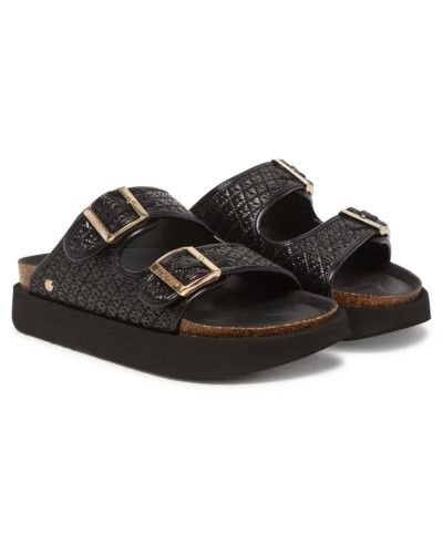 Sandalo donna Genuins Hawaii raffia nero DS25GN09 G106362
