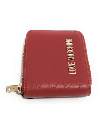 Portafoglio donna Love Moschino zip around small rosso logo gold A26MO16 JC5639PP1NLD0500