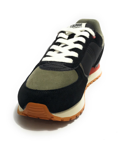 Scarpe uomo Colmar sneaker Travis block 047 black/military green/brick orange U26CO03