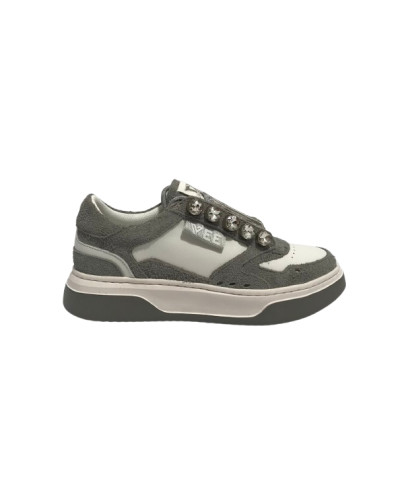 Scarpe donna sneaker Emanuélle Vee strass crosta light grey/white D26EV02 452P-502-10