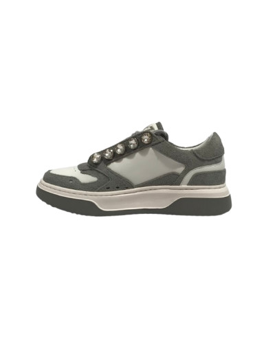 Scarpe donna sneaker Emanuélle Vee strass crosta light grey/white D26EV02 452P-502-10