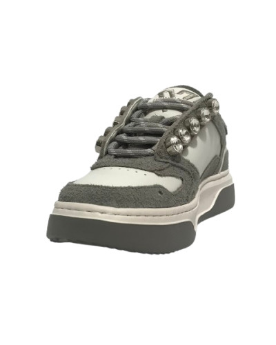 Scarpe donna sneaker Emanuélle Vee strass crosta light grey/white D26EV02 452P-502-10