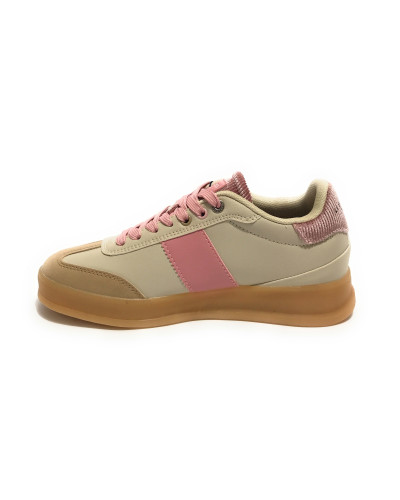 Scarpe US Polo Donna sneaker pelle Campy 005 in beige/ pink D26UP01