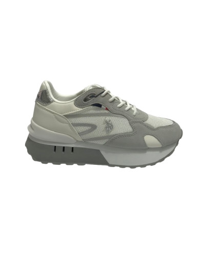 Scarpe US Polo Donna sneaker Vicky001 in suede/ mesh white/ gray D26UP03
