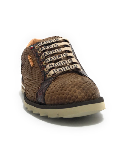 Scarpe uomo Harris sneaker pelle pregiata marrone/ bianco U17HA220 Monaco/2