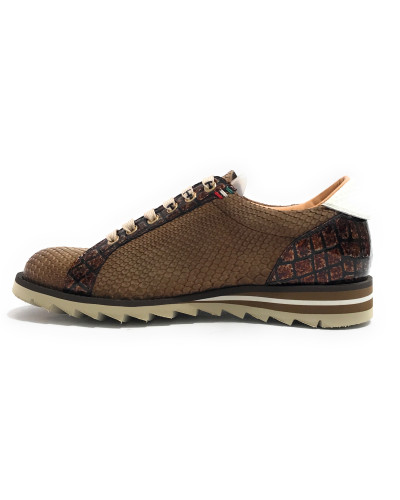 Scarpe uomo Harris sneaker pelle pregiata marrone/ bianco U17HA220 Monaco/2