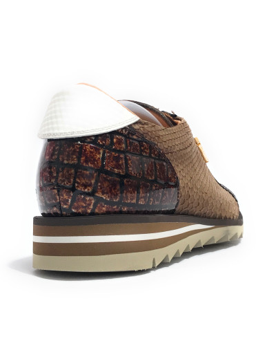 Scarpe uomo Harris sneaker pelle pregiata marrone/ bianco U17HA220 Monaco/2
