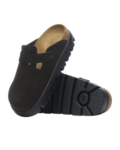 Scarpe donna sabot Birkenstock Boston Pap Chunky in suede black D26BI02 1028317