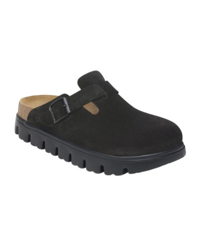 Scarpe donna sabot Birkenstock Boston Pap Chunky in suede black D26BI02 1028317