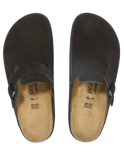Scarpe donna sabot Birkenstock Boston Pap Chunky in suede black D26BI02 1028317