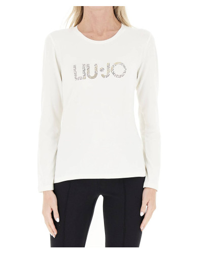 T-shirt donna Liu Jo moda bianco latte E26LJ19 TF5300 JS003 09U35