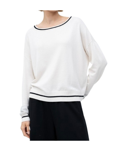 Maglione donna Liu Jo better bianco latte/nero E26LJ22 TF5210 MS49I 03N76
