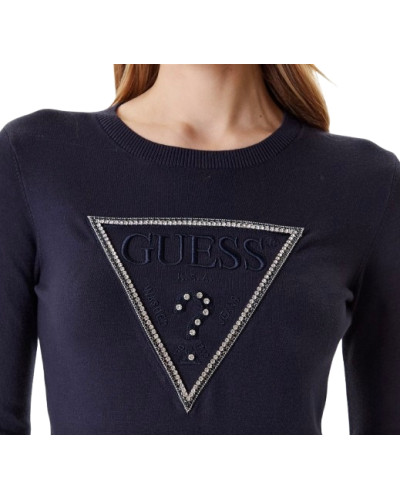 Maglione donna Guess Kiara triangle logo blu scuro E26GU18 W5YR23Z2NQ2 G7V2
