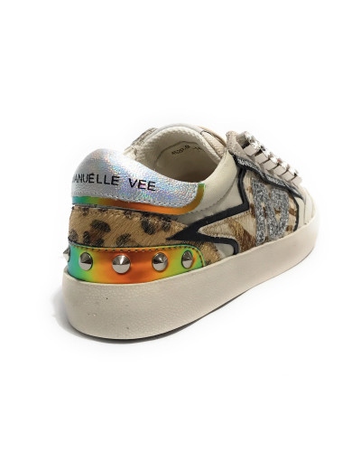 Scarpe donna sneaker Emanuélle Vee Olivia strass P003 combi multi tiger D26EV19 452P-500-14-P003CB\MUTG