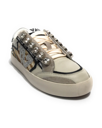 Scarpe donna sneaker Emanuélle Vee Olivia strass P003 combi multi tiger D26EV19 452P-500-14-P003CB\MUTG