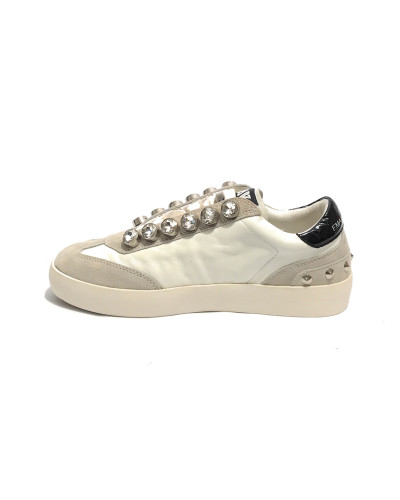 Scarpe donna sneaker Emanuélle Vee Olivia strass P003 combi white/black D26EV20 452P-500-10-P003CB\WH-BL