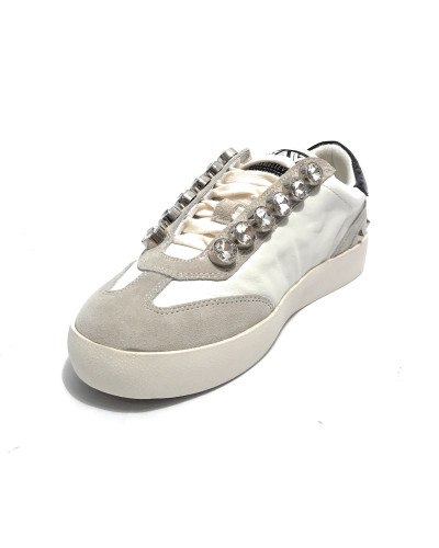 Scarpe donna sneaker Emanuélle Vee Olivia strass P003 combi white/black D26EV20 452P-500-10-P003CB\WH-BL