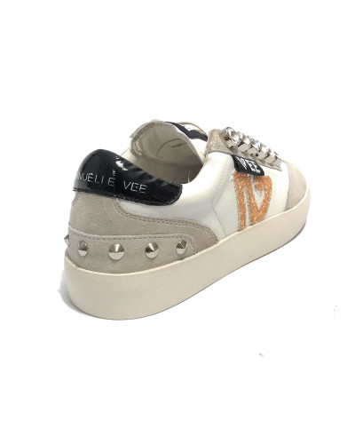 Scarpe donna sneaker Emanuélle Vee Olivia strass P003 combi white/black D26EV20 452P-500-10-P003CB\WH-BL